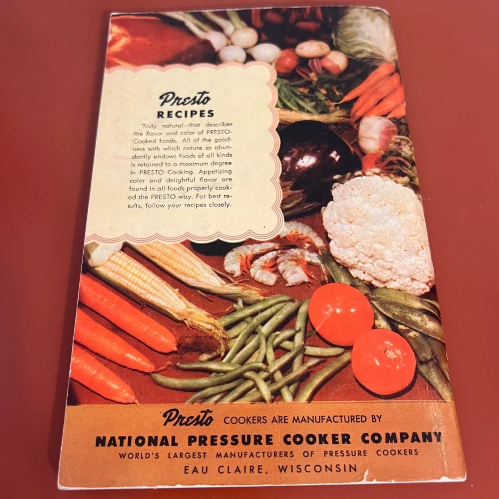 Vintage 1950 Presto Copper Bonded Stainless Steel Cooker Recipe Book Model 304